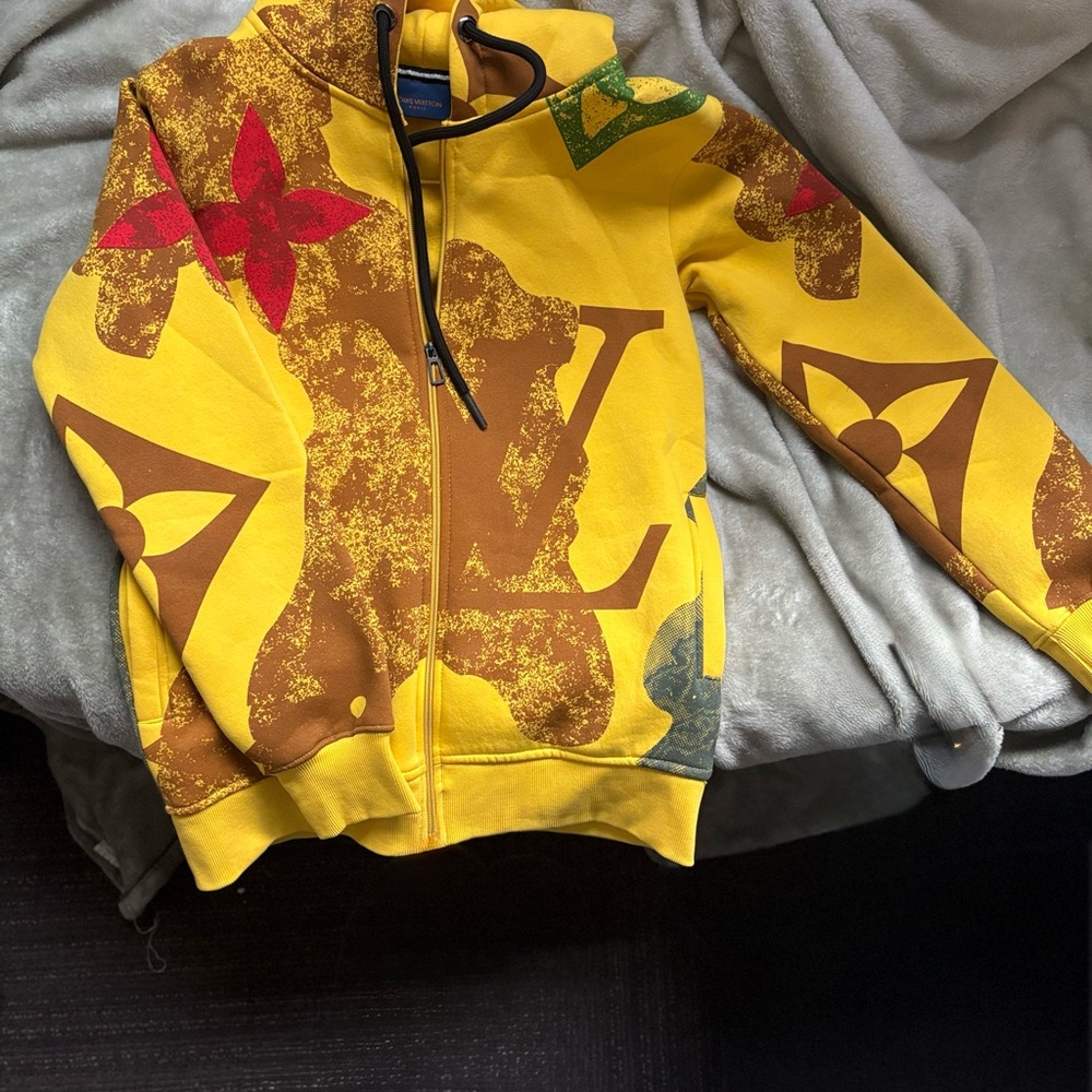 Louis Vuitton Yellow Hoodie with Graphic Accents